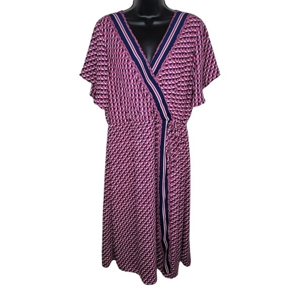 Studio B by Bobeau geometric print midi wrap dress size xl - Picture 1 of 9